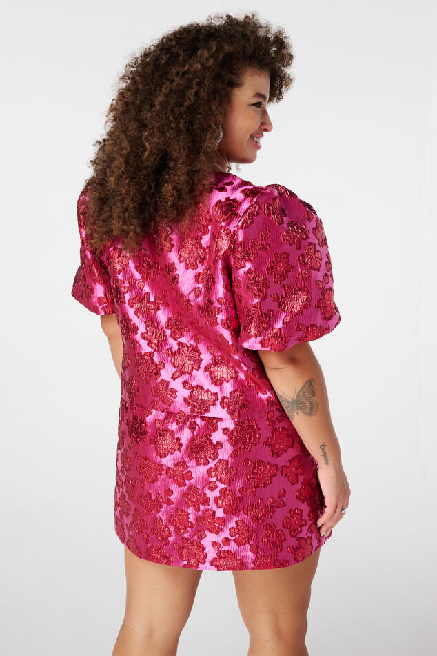 Top de jacquard con purpurina y mangas abullonadas image number 3