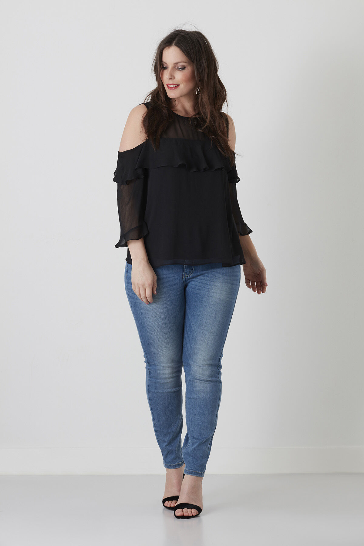 Blusa de mezclilla hombros descubiertos hot sale