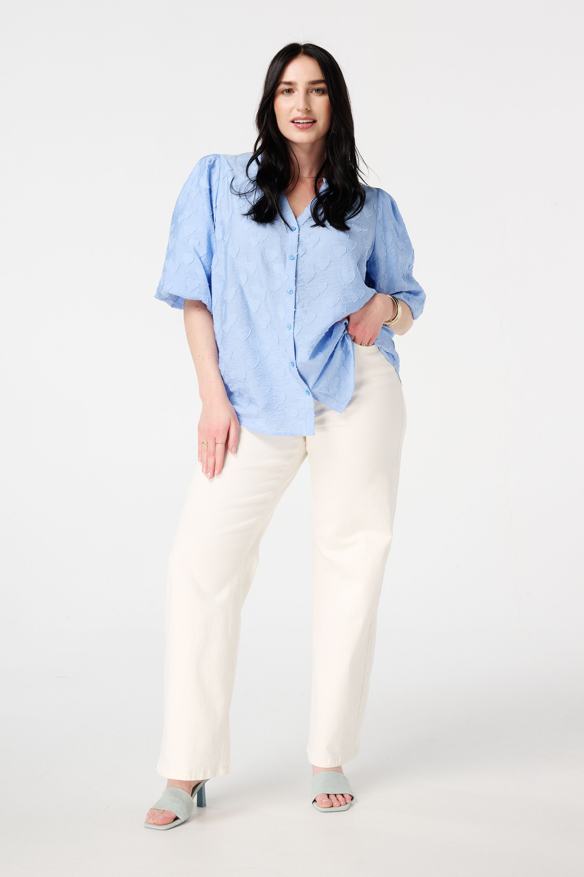  Blusa con estampado de corazones  image number 5