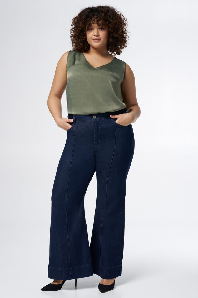 Vaqueros acampanados con pespuntes decorativos image number 6