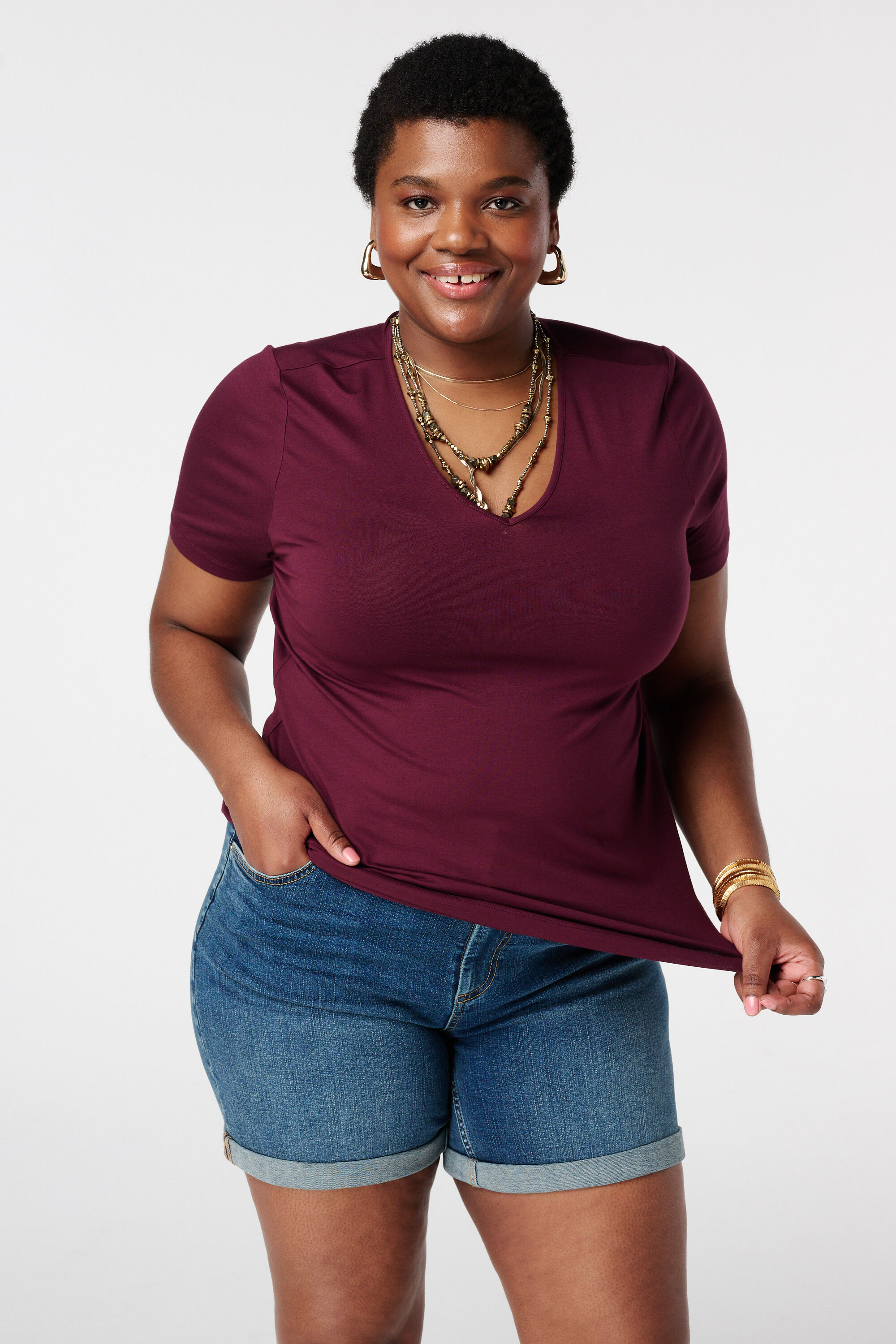 Camiseta con escote en V image number 0