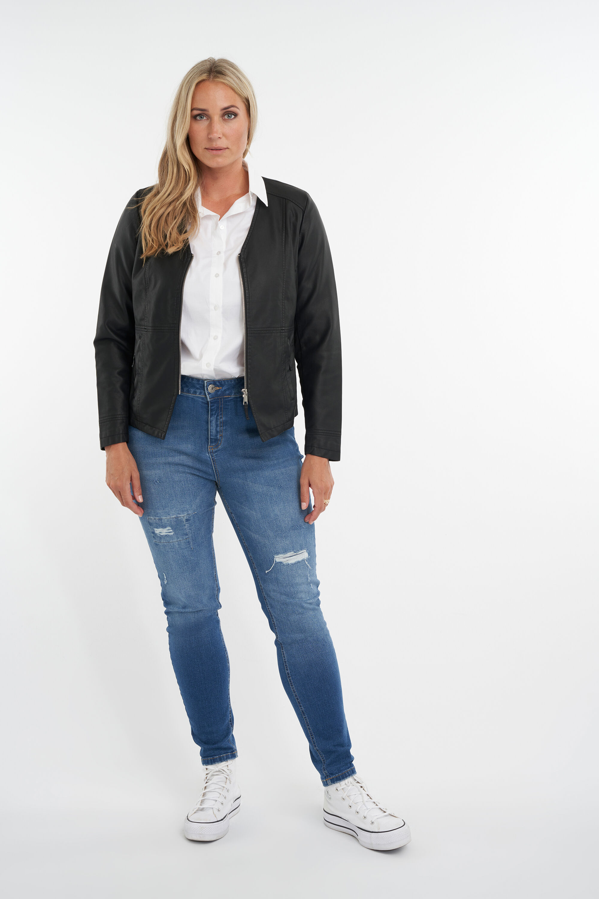 Chaqueta biker de cuero sint&eacute;tico image number 4