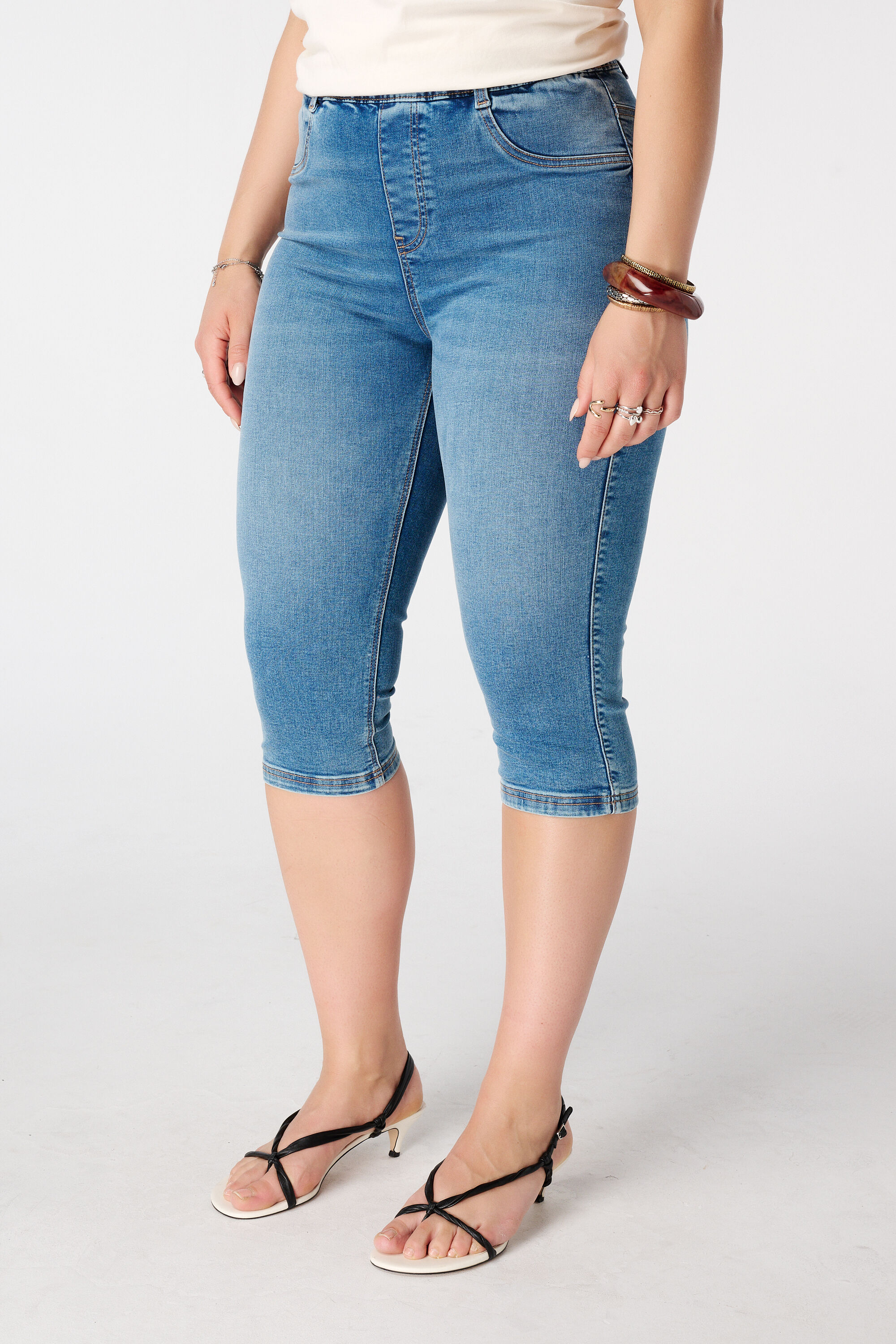 Tregging capri con aspecto denim image number 5
