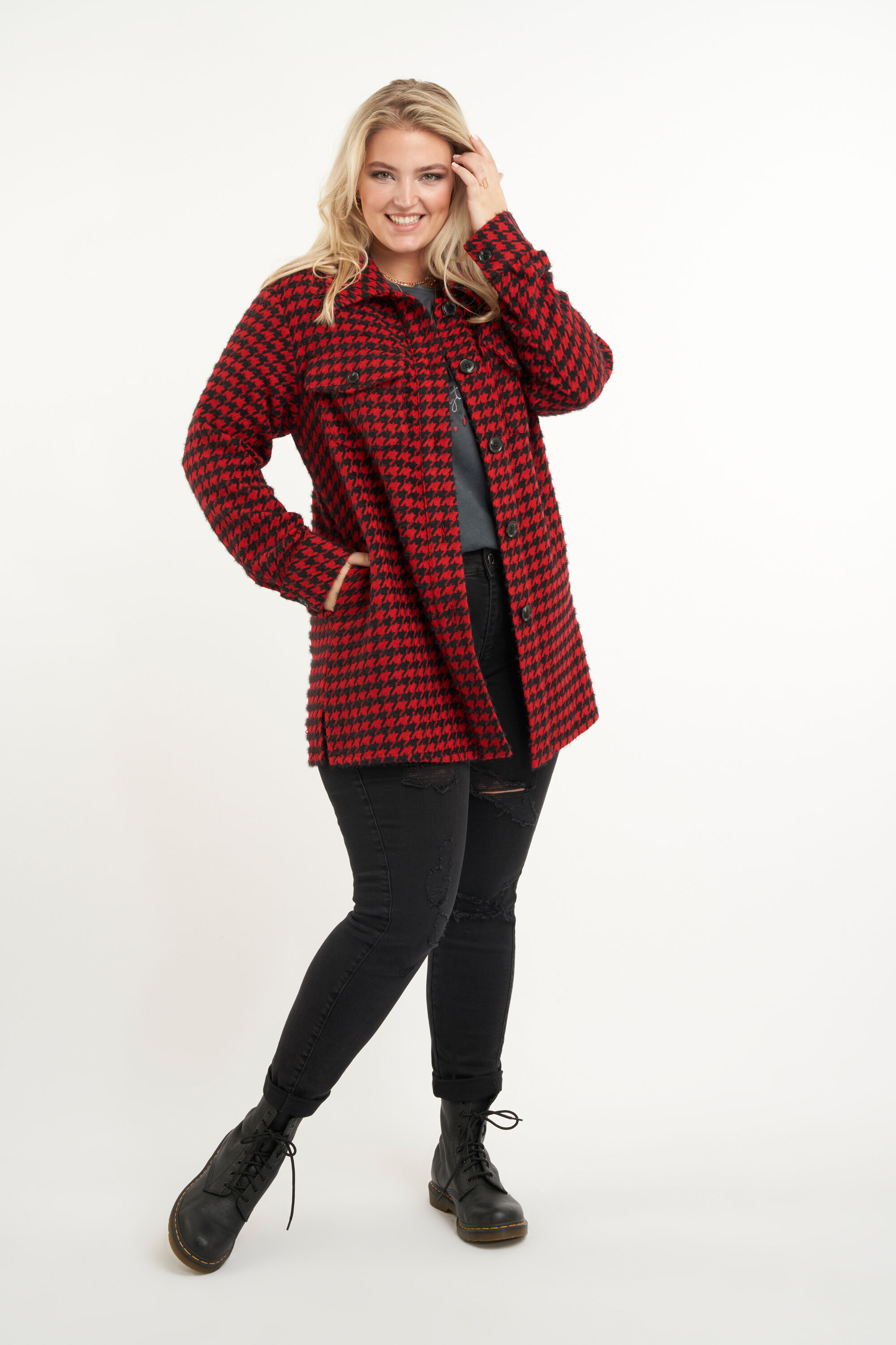 Sobrecamisa con estampado pata de gallo image number 5