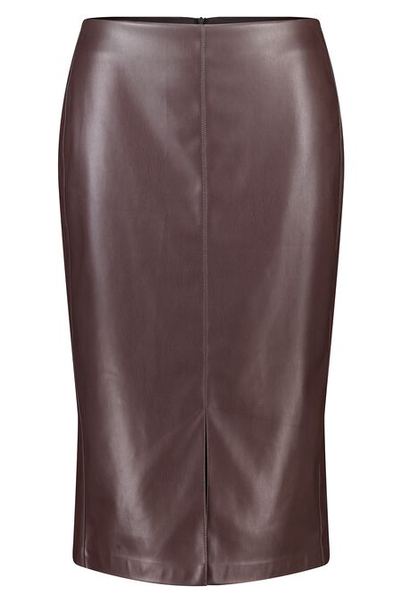 Falda midi de PU con aspecto de cuero