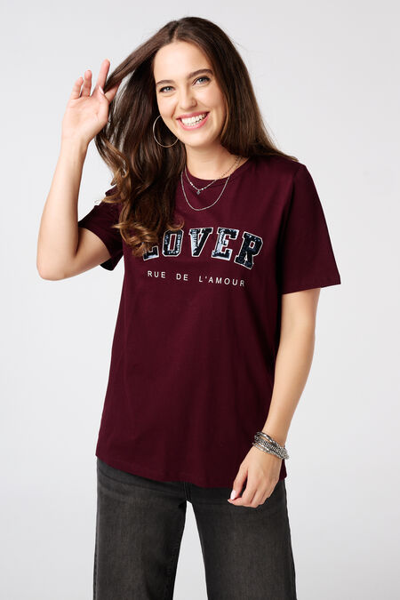 Camiseta con texto de lentejuelas Camiseta con texto de lentejuelas