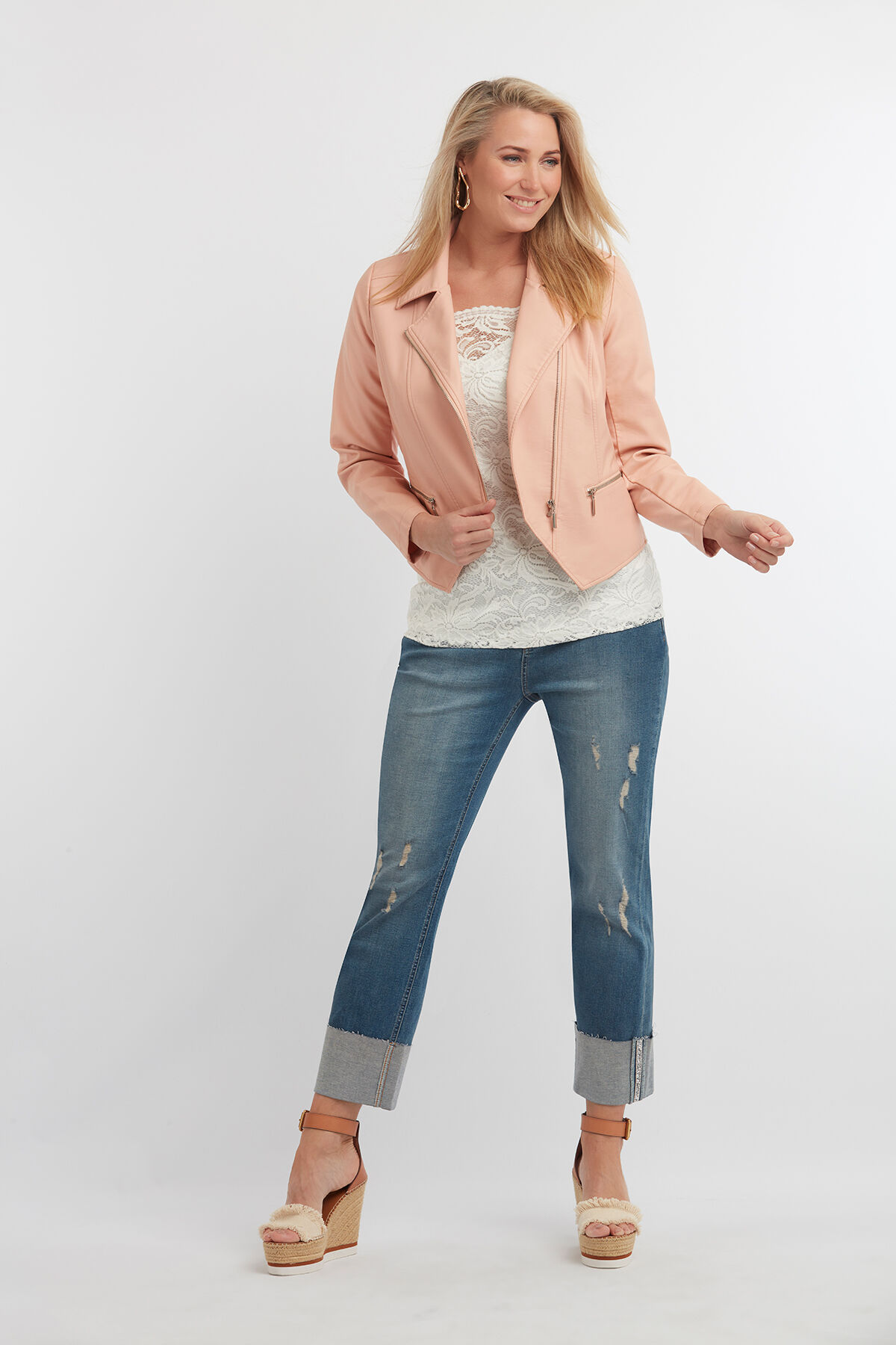 Chaqueta motera de cuero sint&eacute;tico image number 4