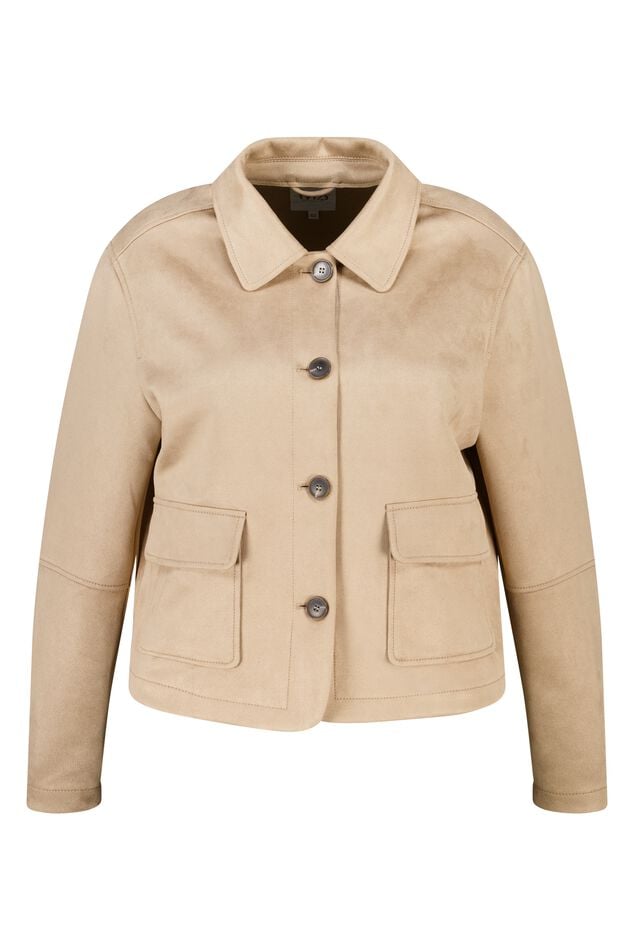 Chaqueta de ante sintético con cierre de botones image number 1