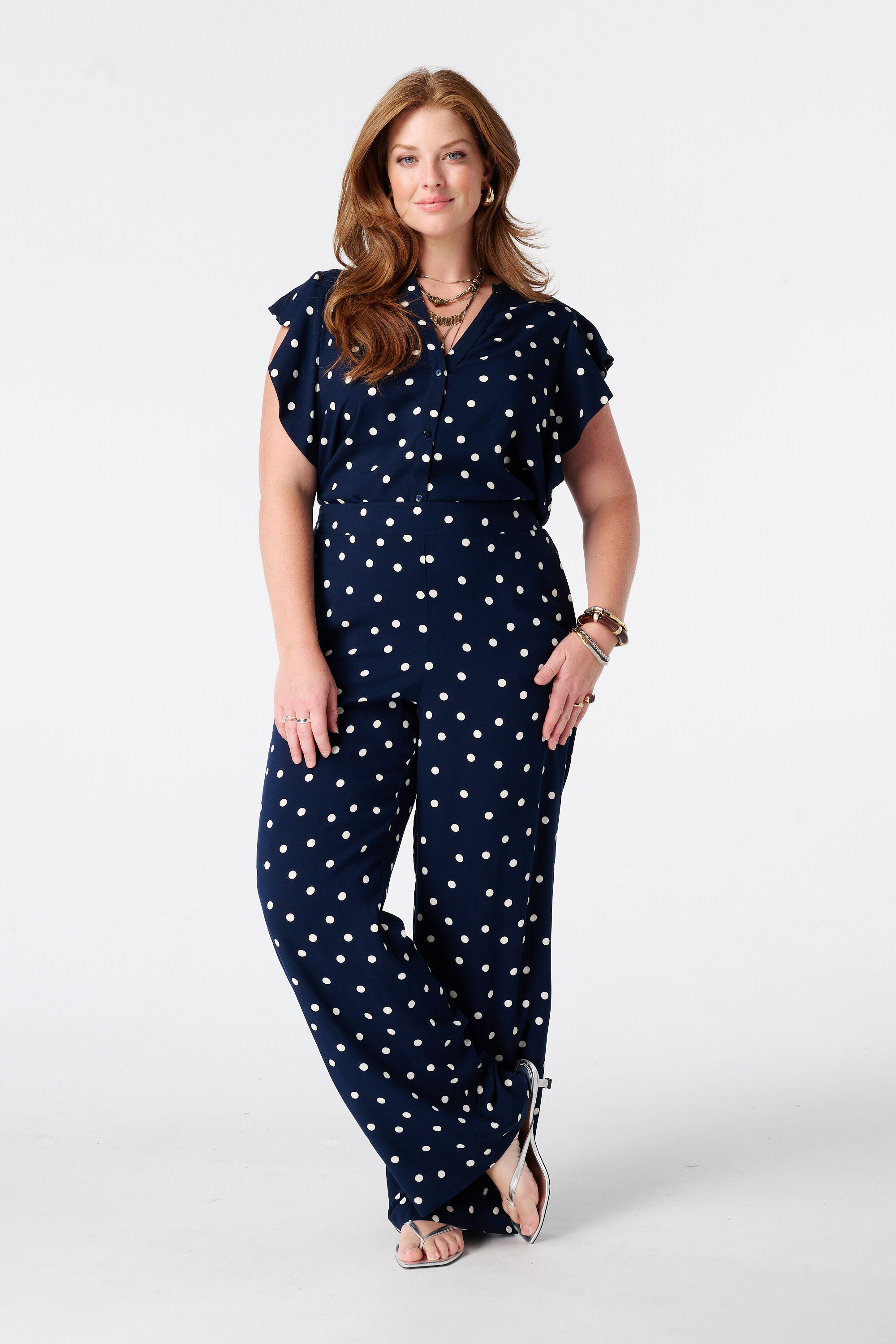 Pantal&oacute;n wide leg con estampado de lunares