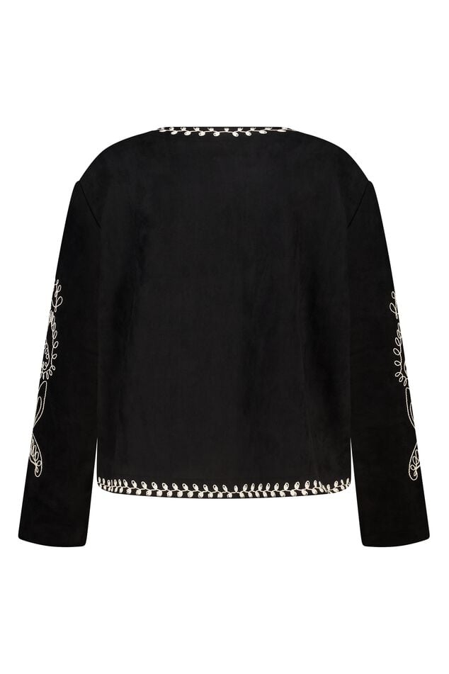 Chaqueta con aspecto de ante y bordados  image number 2