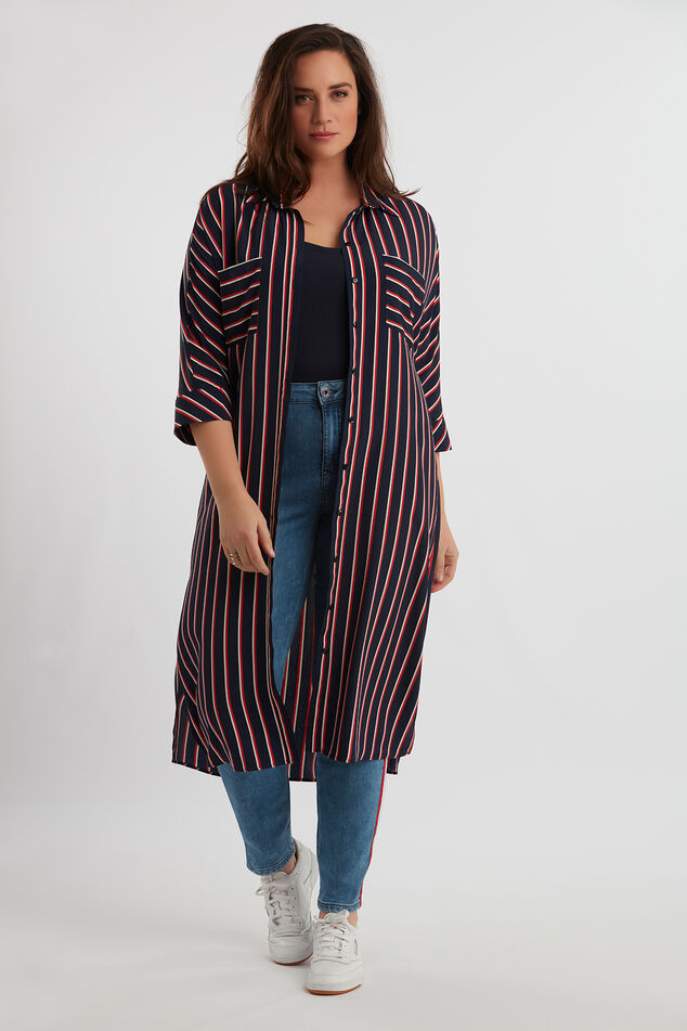 Vestido tipo camisa a rayas image number 5