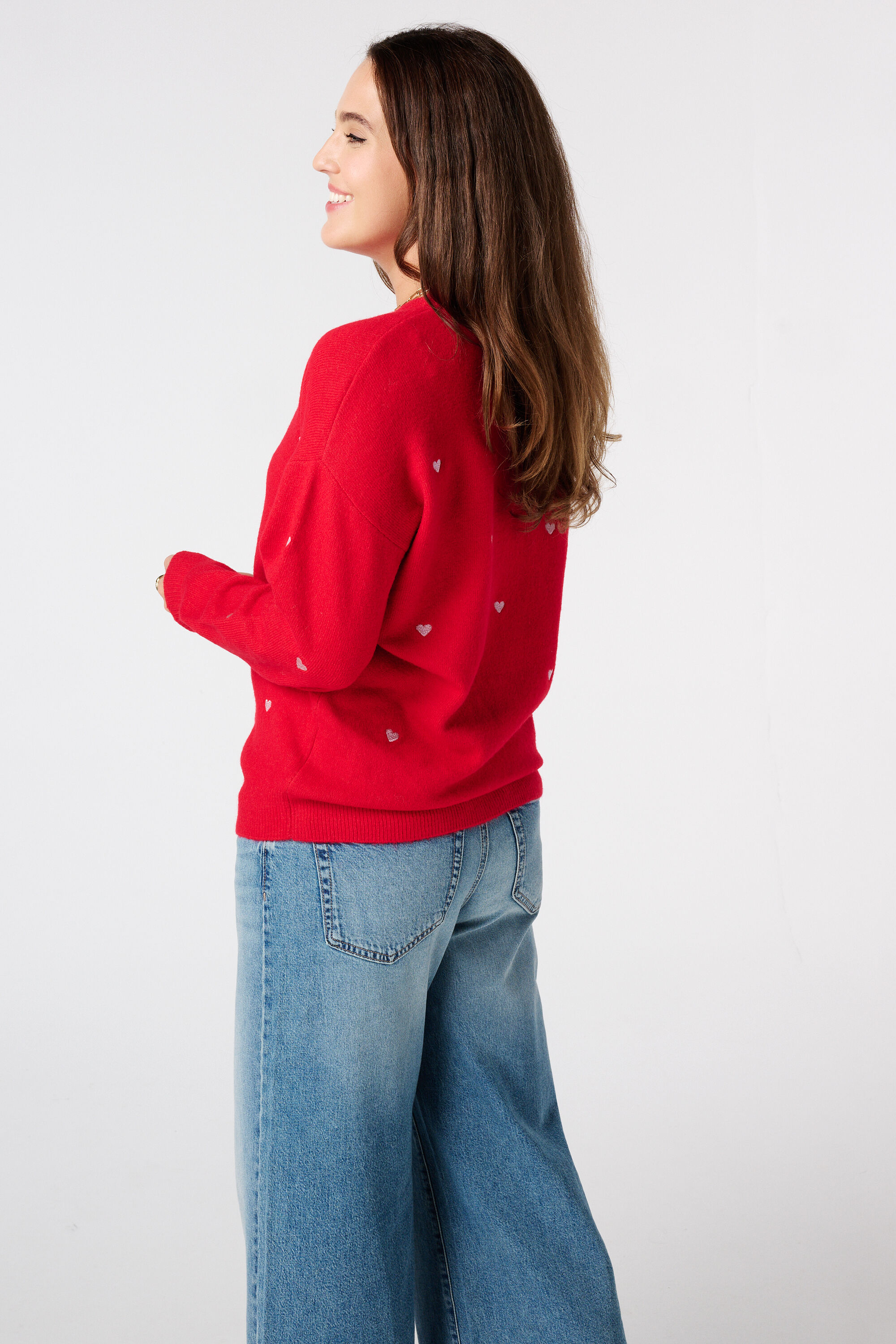 Jersey de punto fino con corazones bordados image number 3