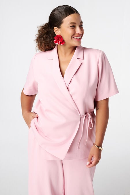 Blazer de solapa y manga corta Blazer de solapa y manga corta