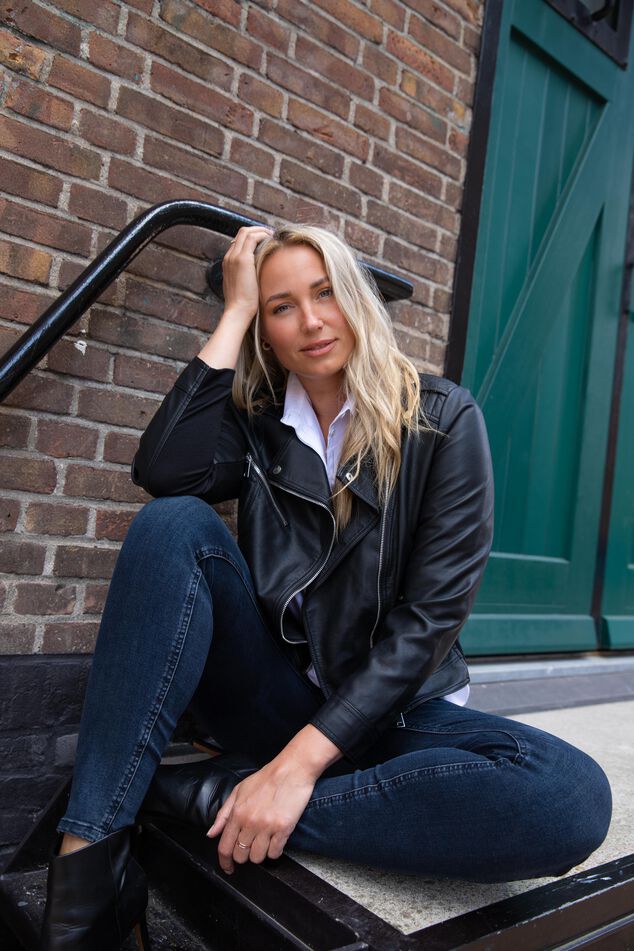 Chaqueta motera de cuero sintético image number 0