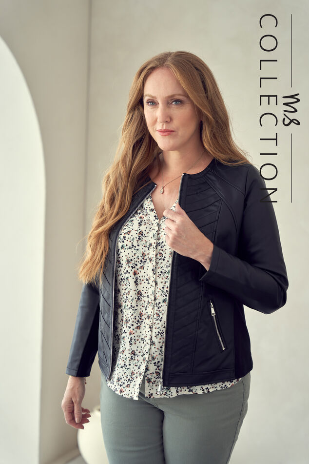 Cazadora biker de cuero sintético image number 0