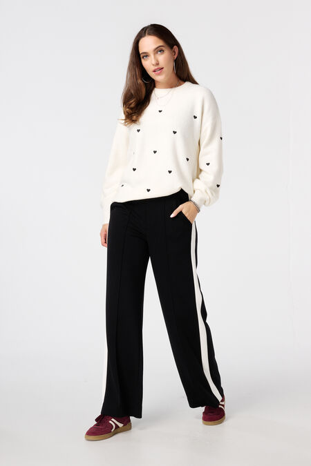 Pantalones anchos con raya en contraste Pantalones anchos con raya en contraste