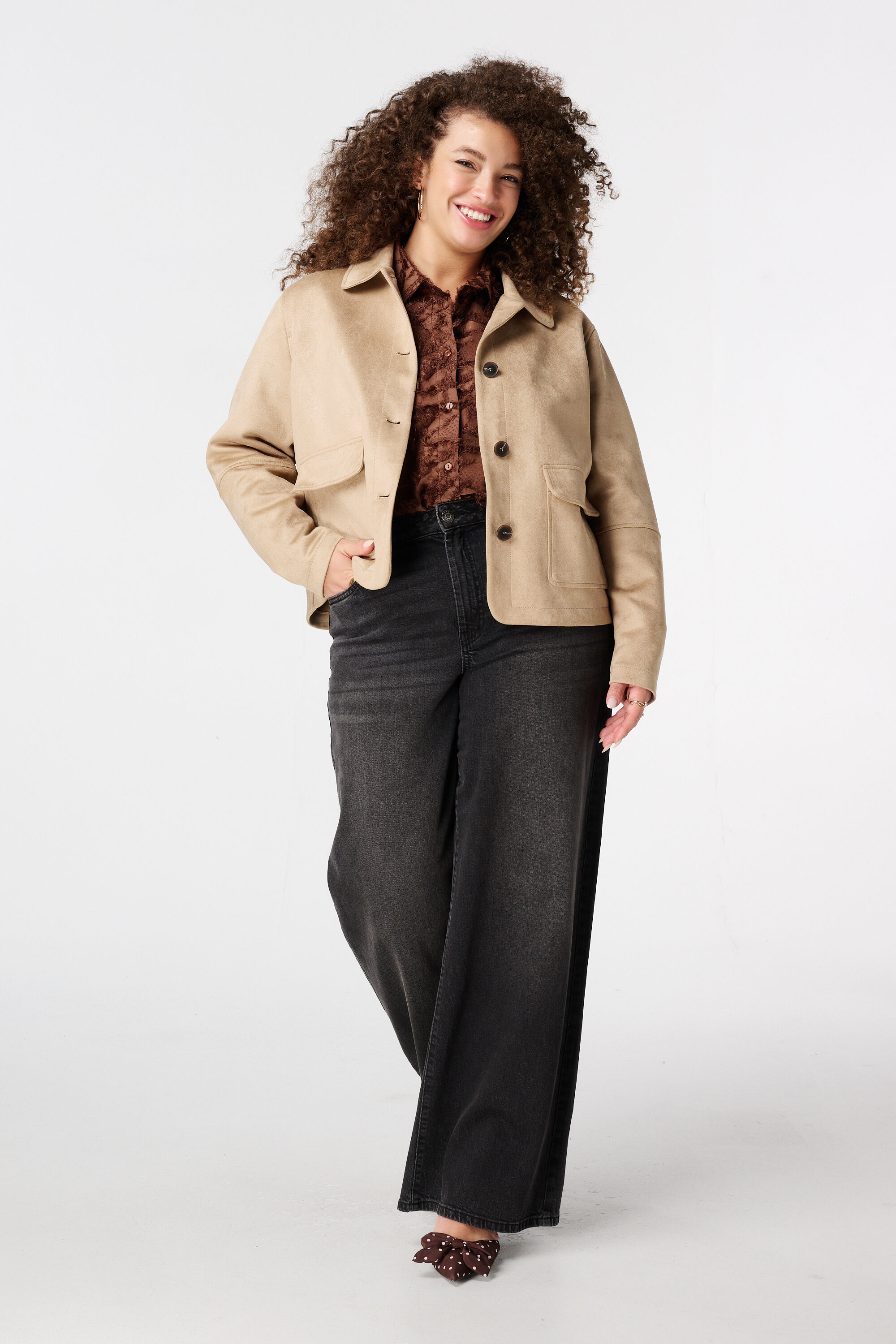 Chaqueta de ante sint&eacute;tico con cierre de botones image number 5