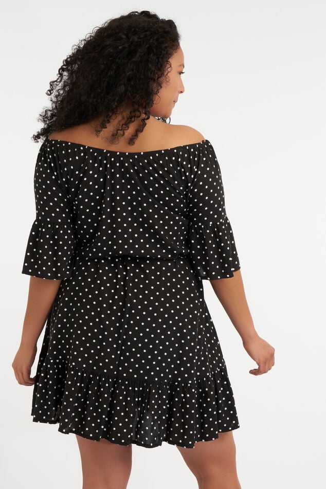 Vestido estampado con hombros descubiertos image number 3