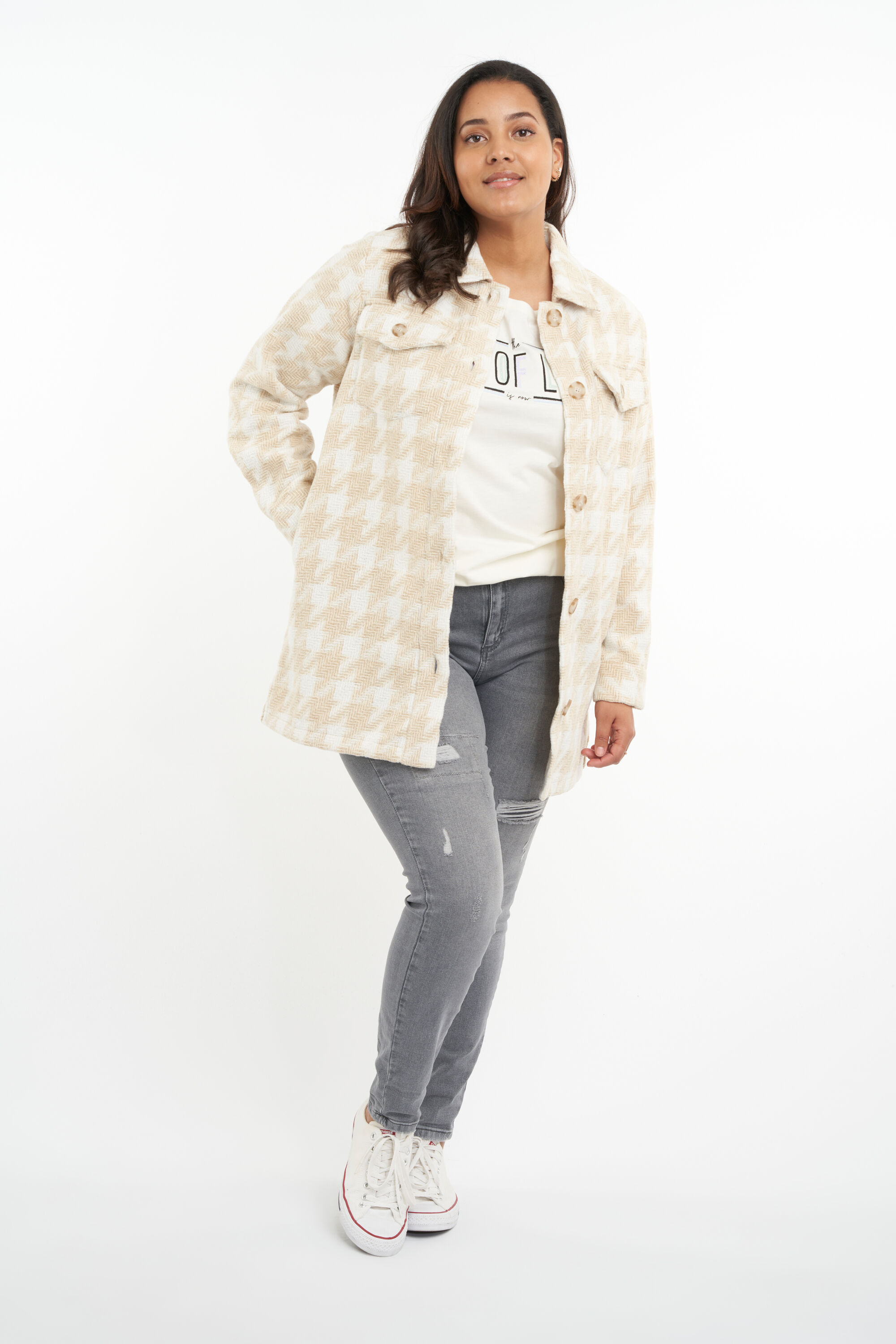 Sobrecamisa con estampado pata de gallo image number 6