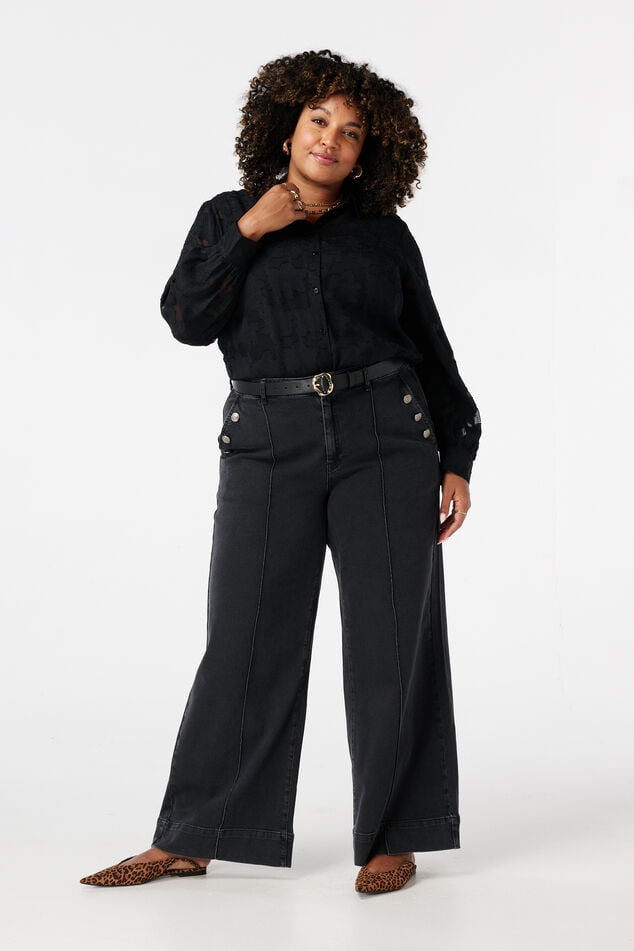 Vaqueros de pierna ancha con botones decorativos image number 0