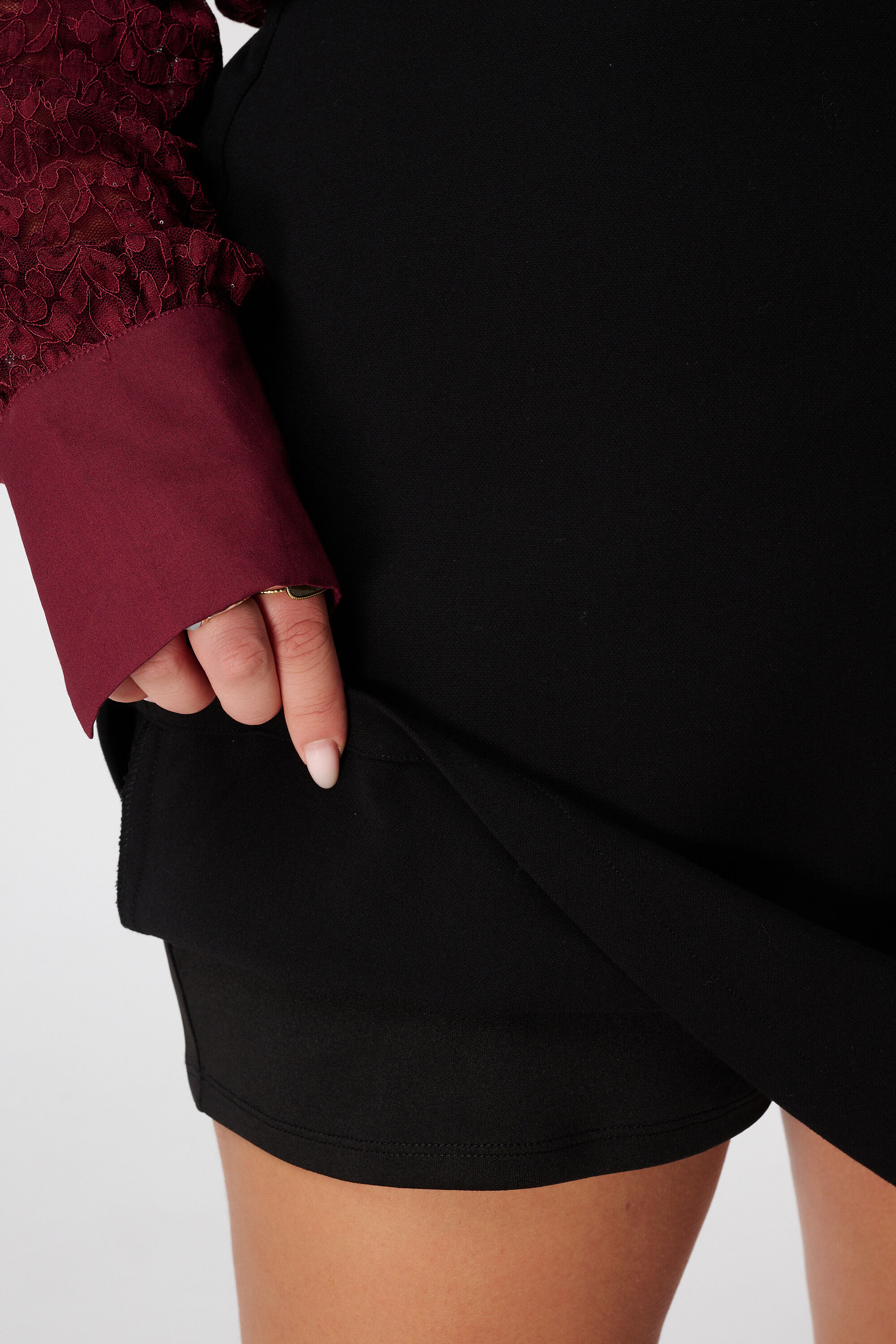 Falda con aspecto cruzado y cintura el&aacute;stica image number 6