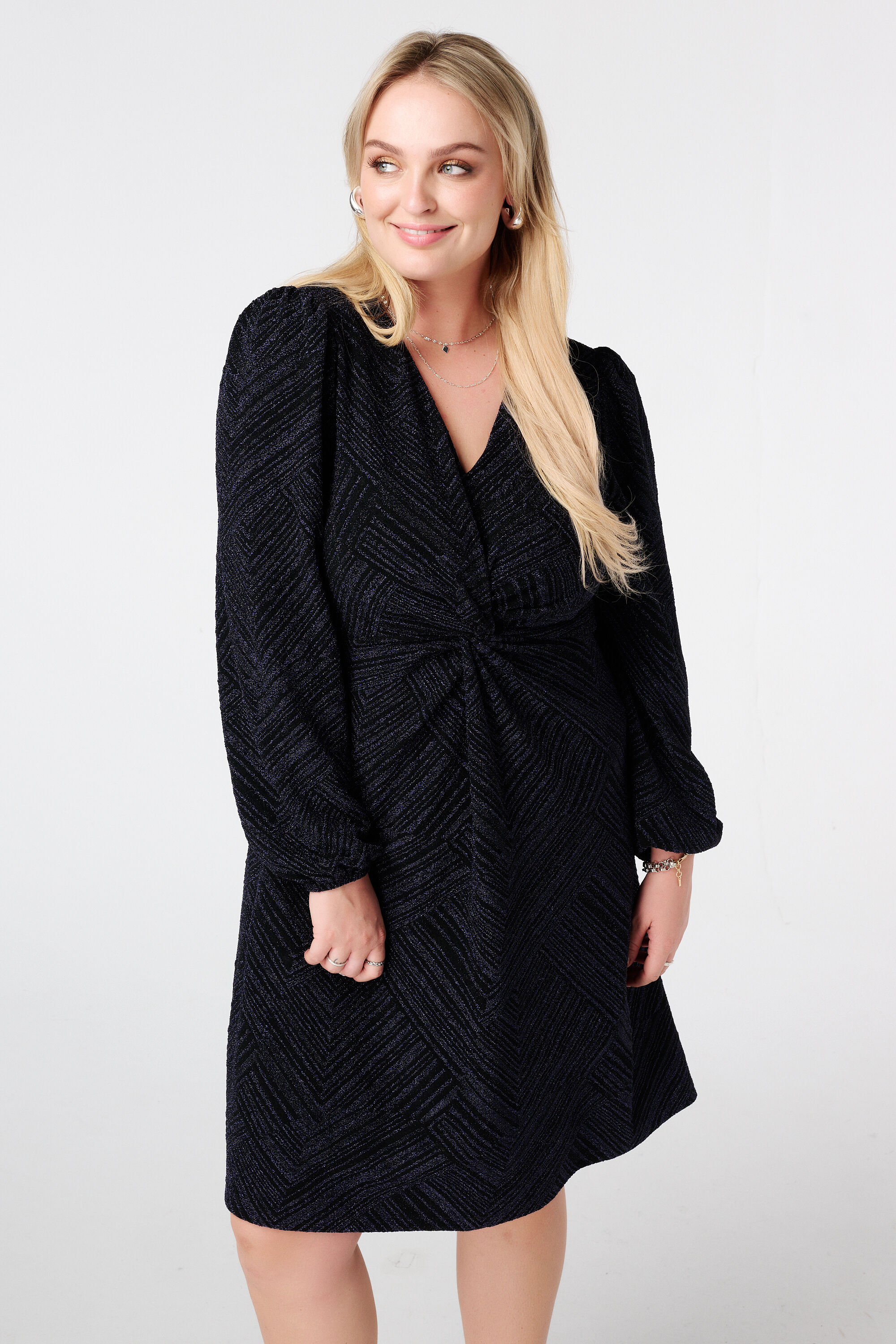 Vestido de lurex con detalle de botones