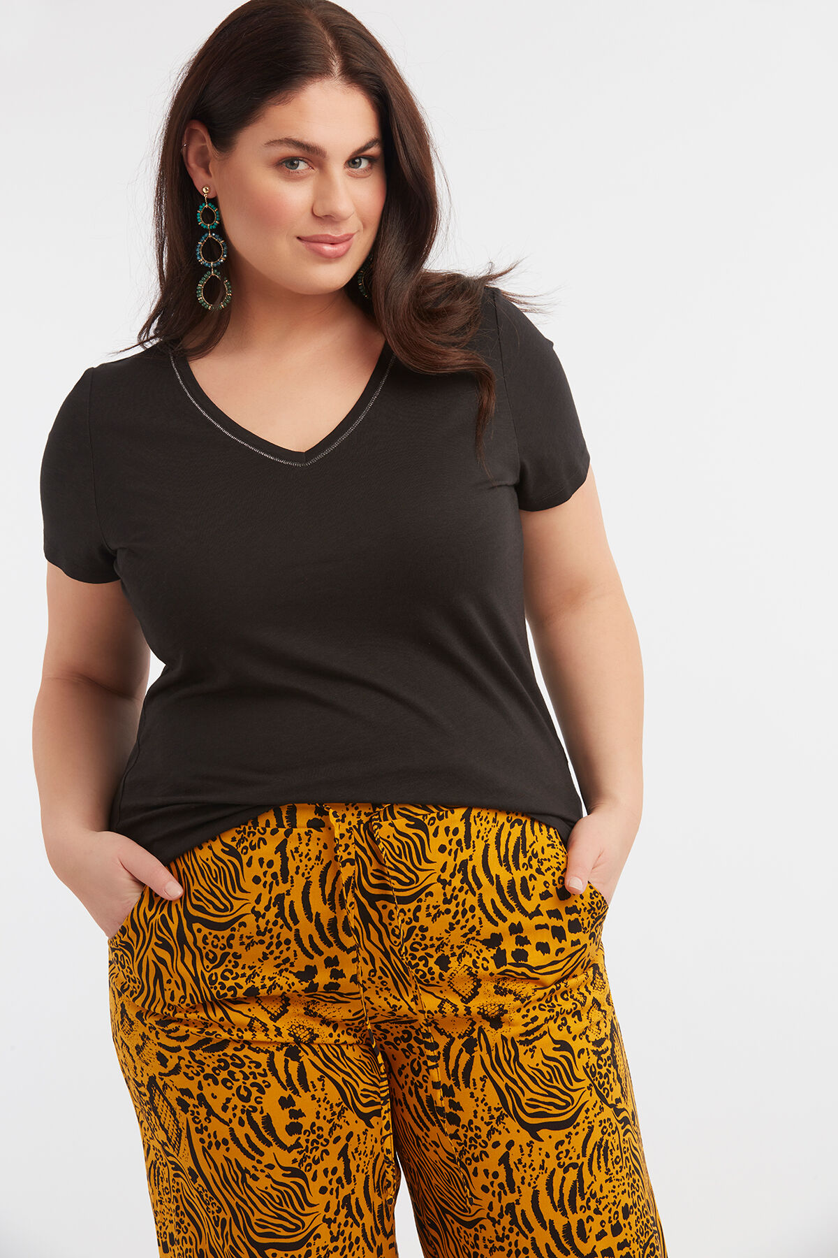 Pantalones de pernera ancha con estampado integral  image number 4