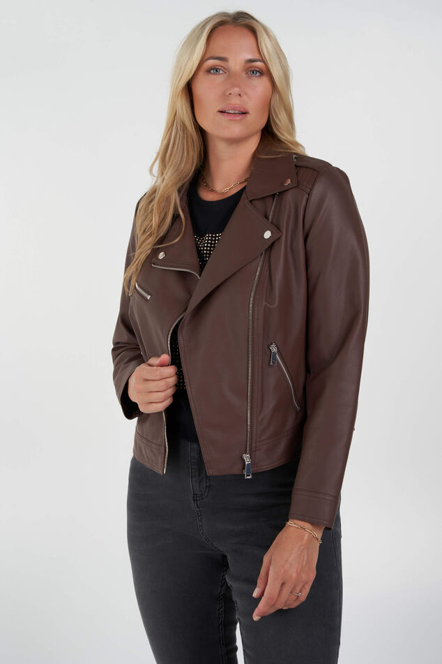 Chaqueta motera de cuero sintético image number 0