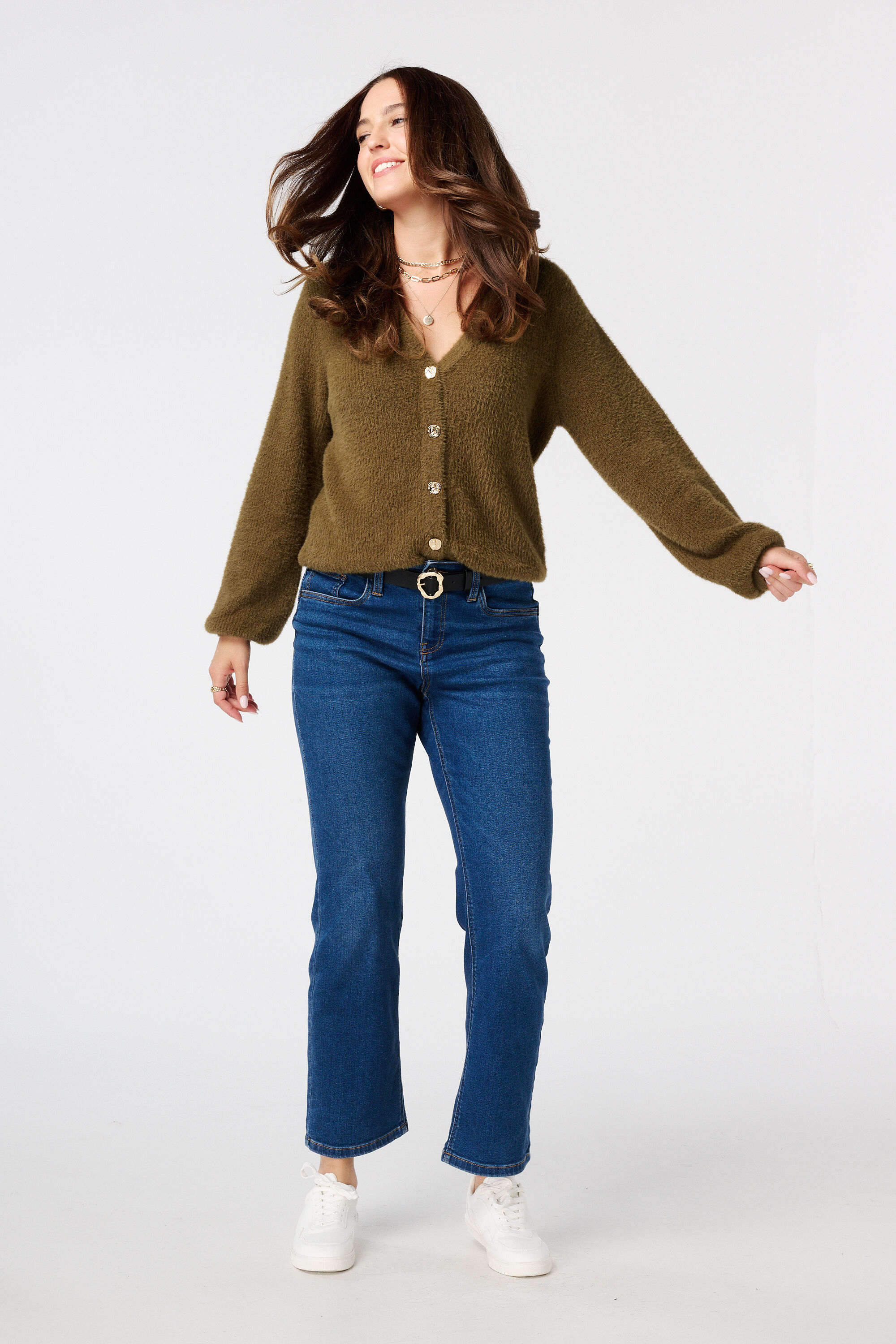 Suave chaleco con botones dorados image number 5