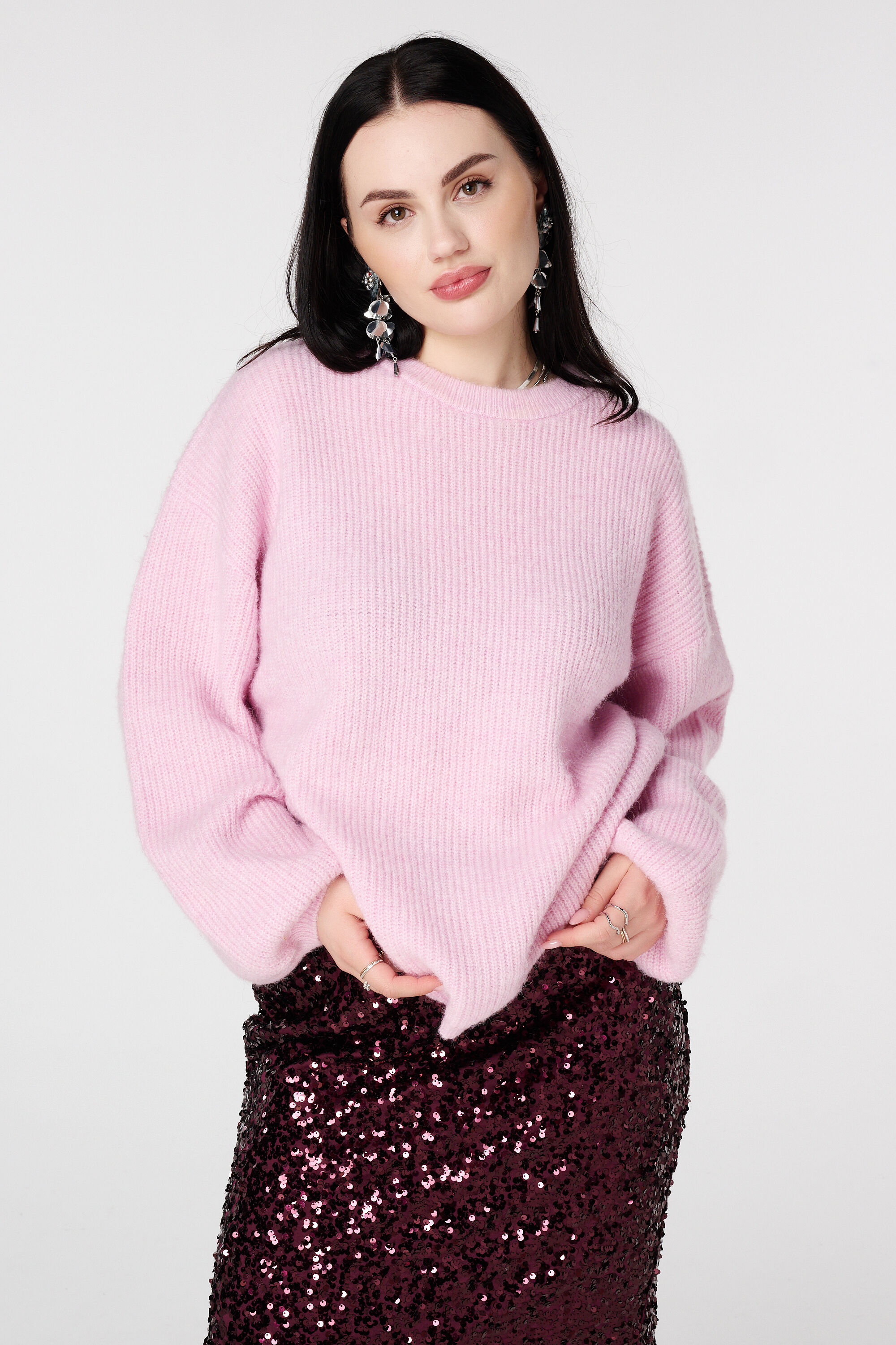 Jersey de punto fino con mangas abullonadas