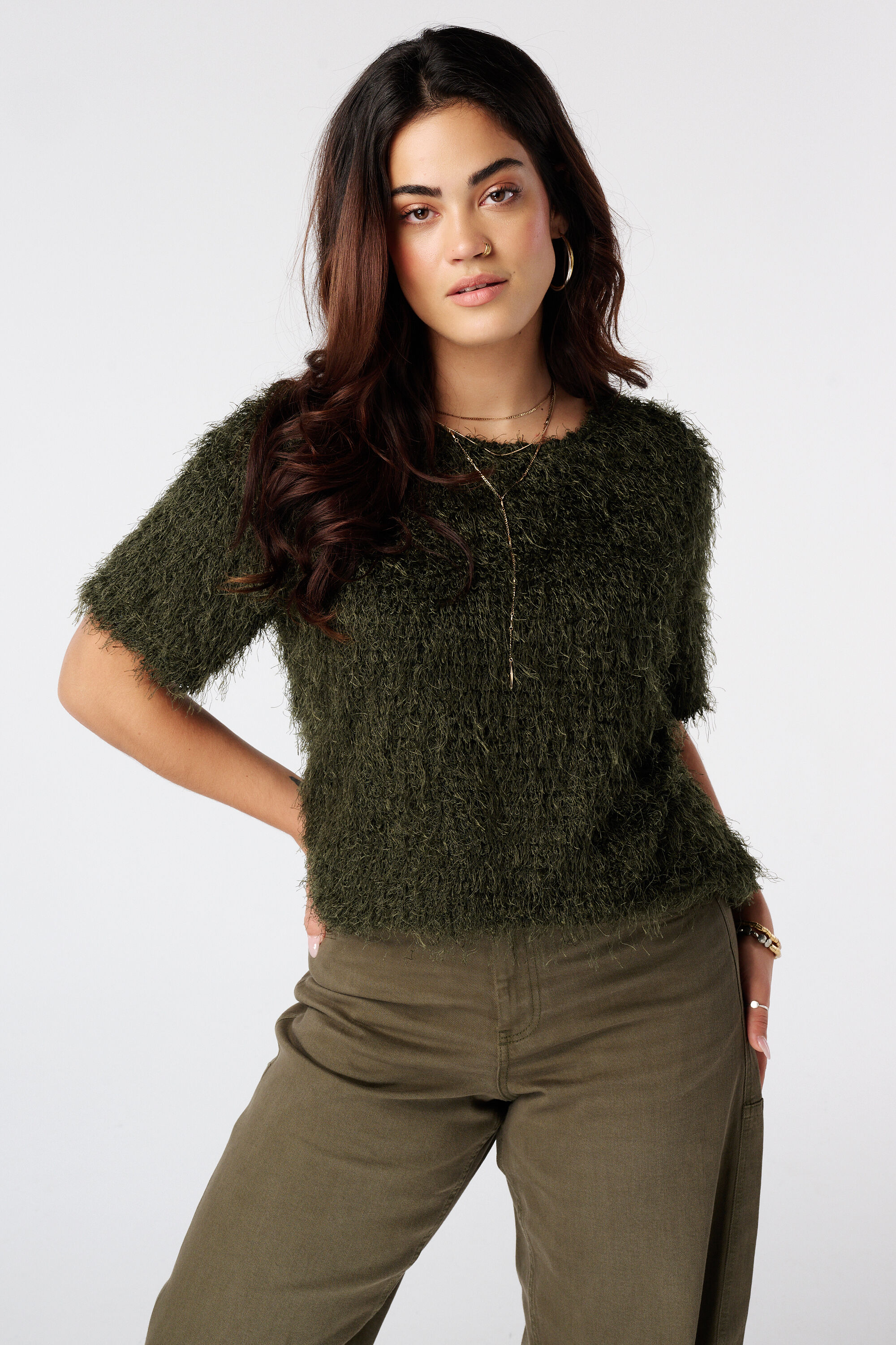 Top con textura afelpada