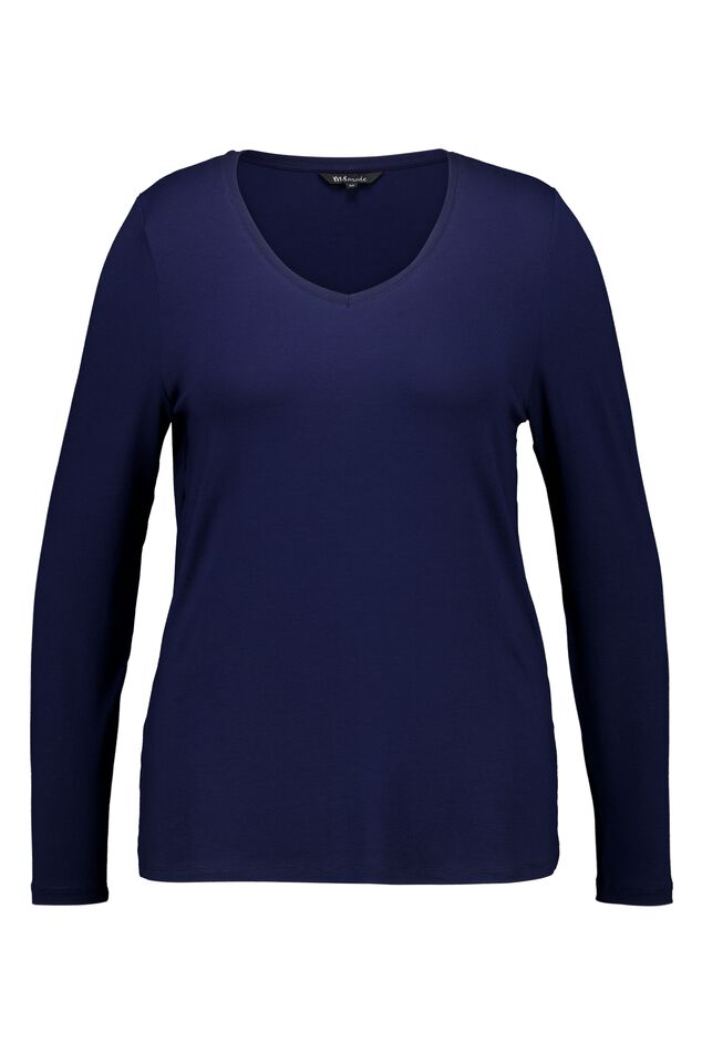 Top de manga larga y cuello en V image number 1