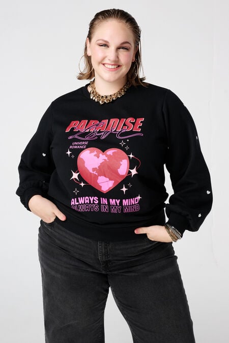 Sudadera con estampado y corazones Sudadera con estampado y corazones