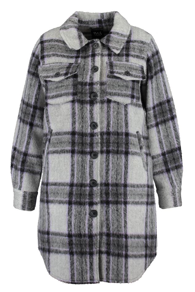 Sobrecamisa larga de cuadros  image number 2