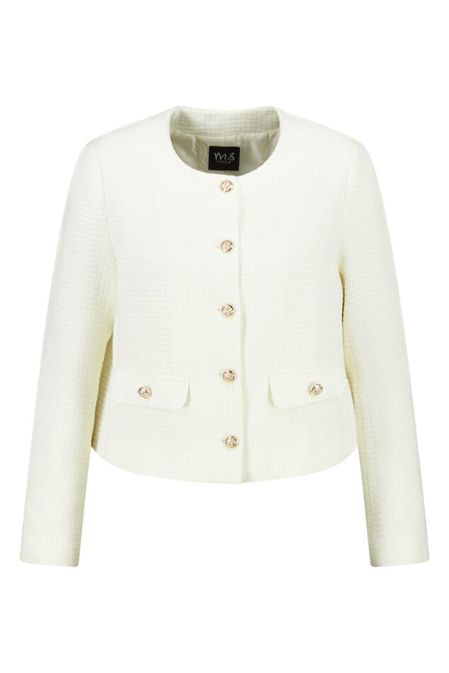 Chaqueta corta de tweed con botones metálicos image number 1