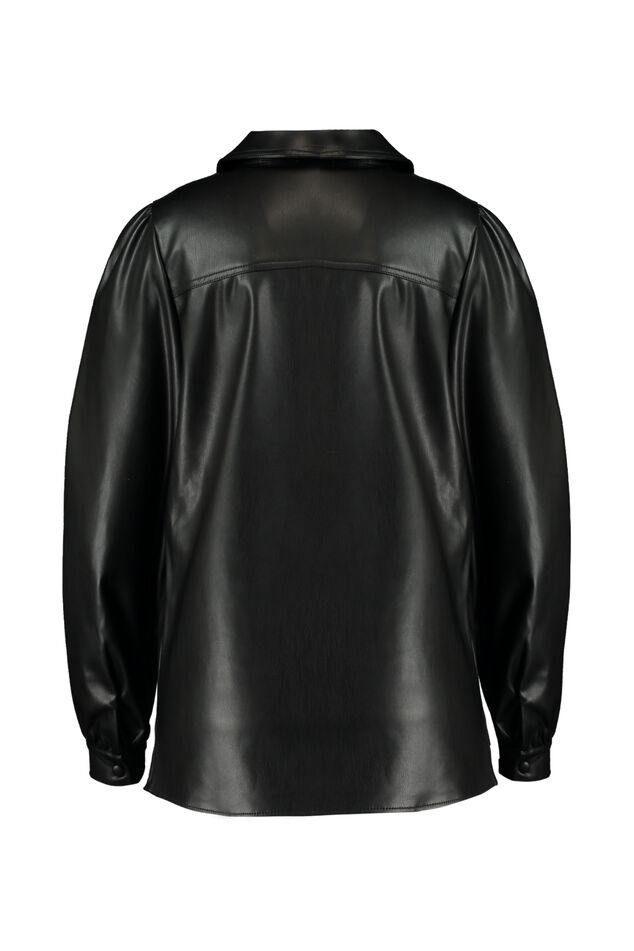 Blusa de cuero sintético con mangas abullonadas. image number 2