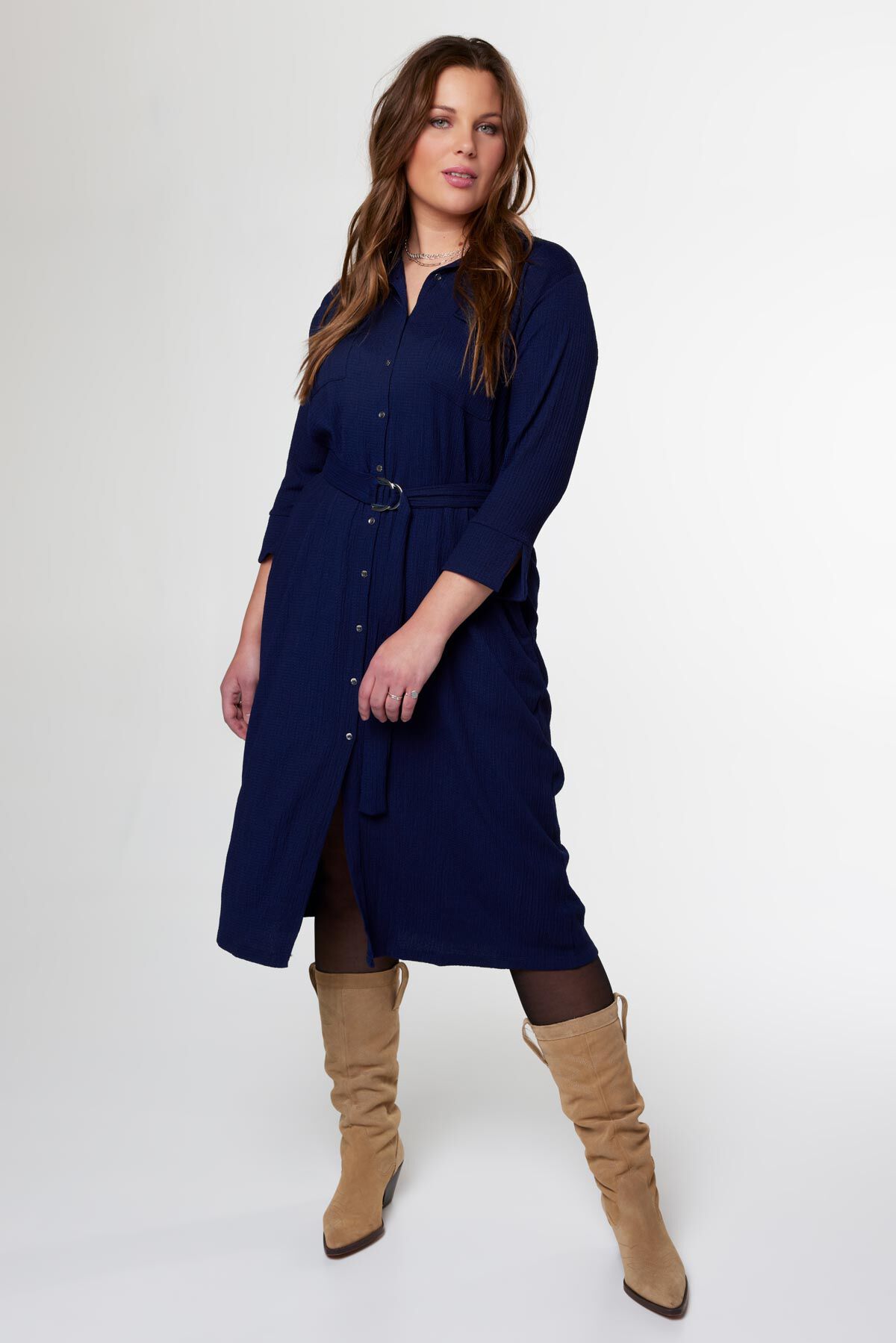 Vestido con tejido con textura image number 0