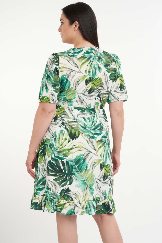 Vestido cruzado con estampado de hojas image number 4