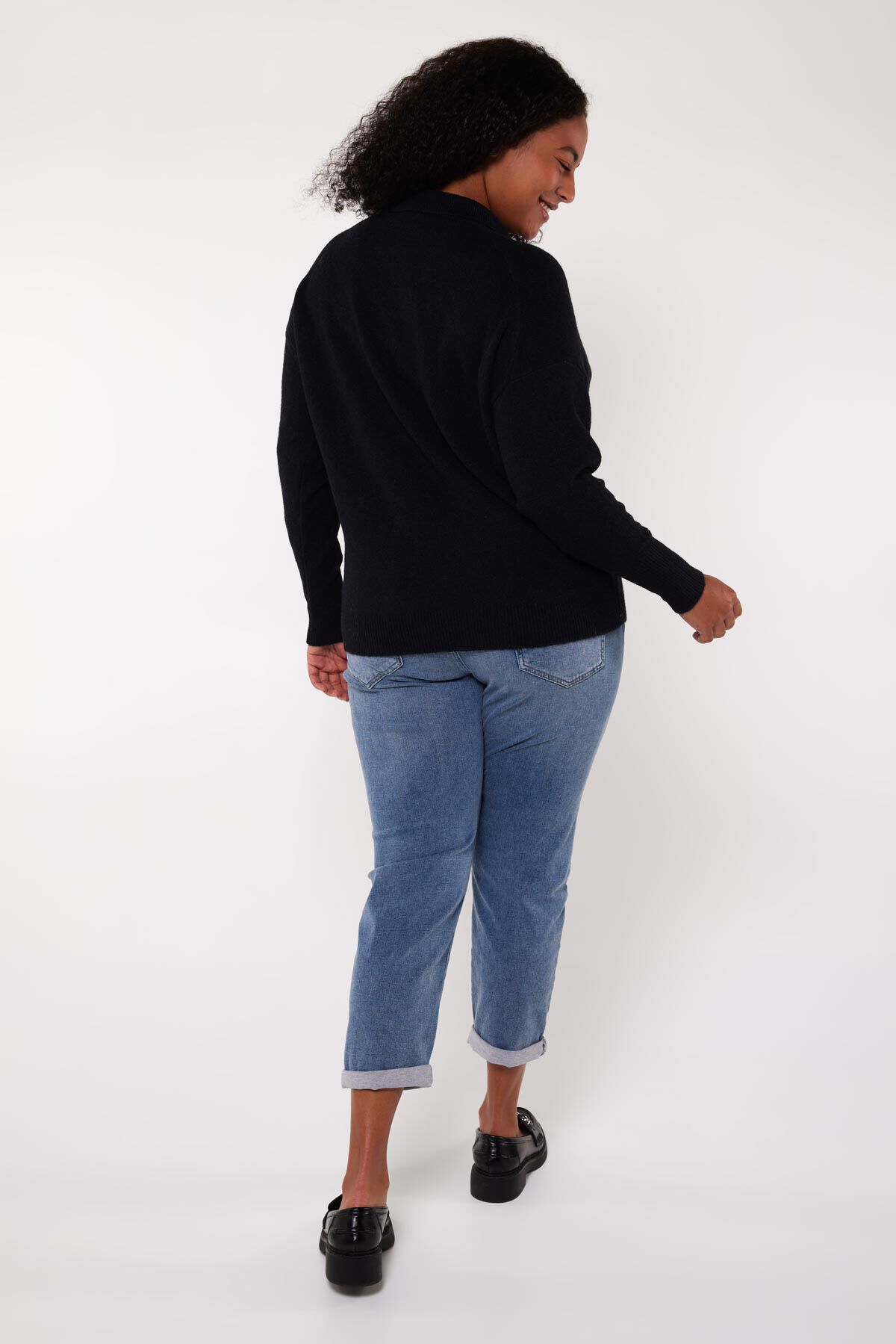 Su&eacute;ter de punto fino con cuello de polo image number 3