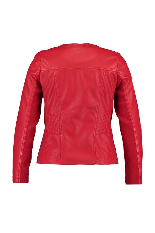 Chaqueta de cuero sintético con cuello redondo image number 2