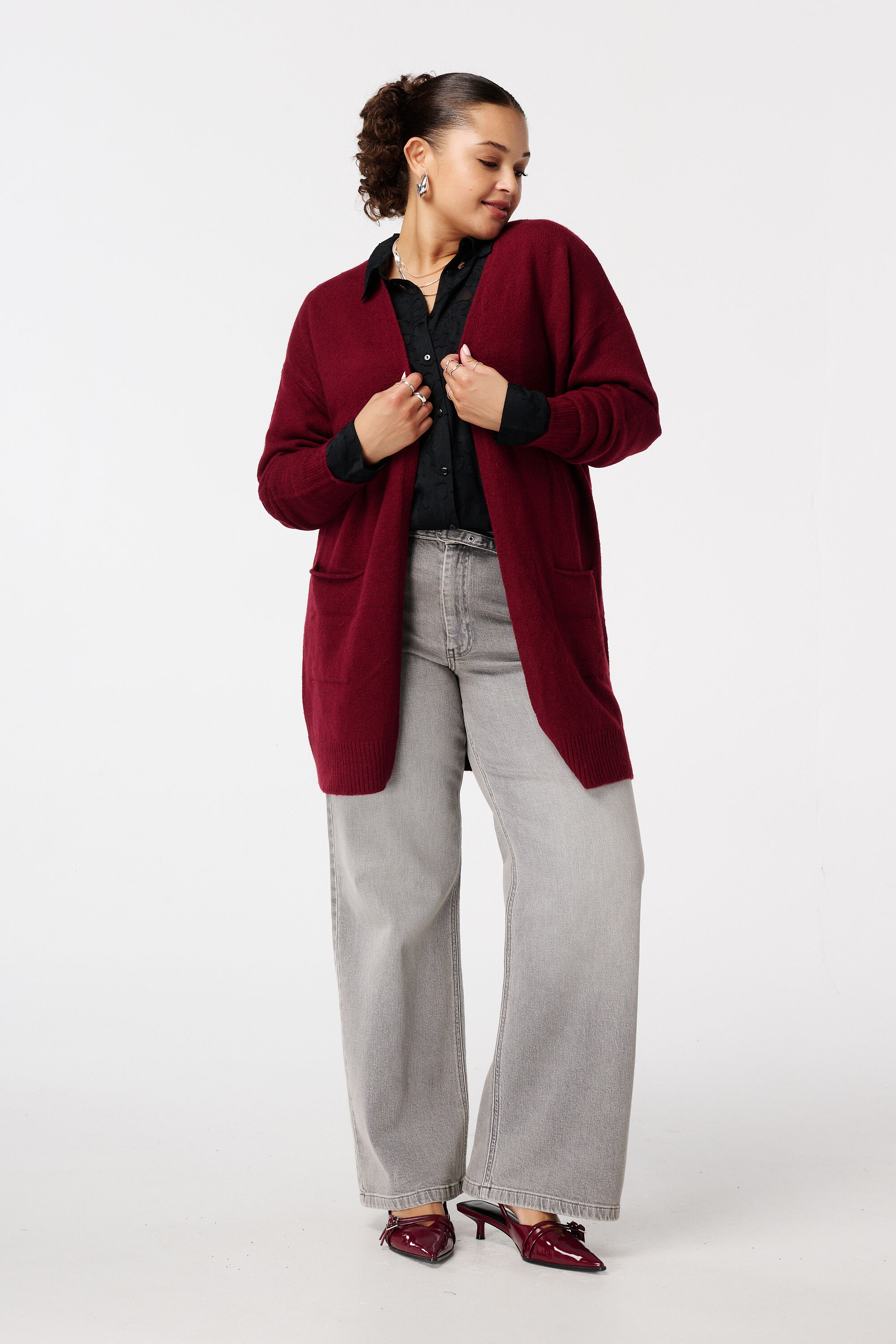 Chaqueta de punto media con bolsillos image number 5