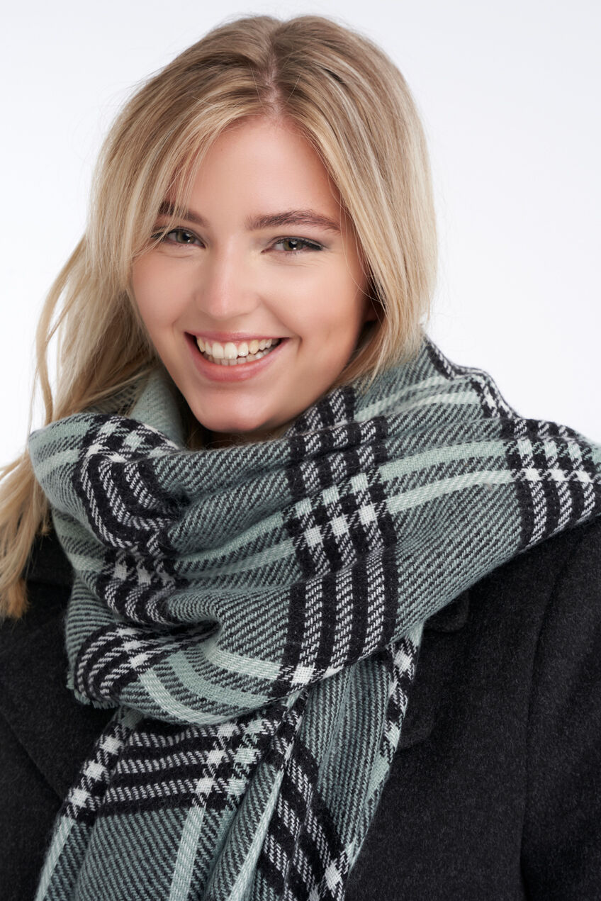 Bufanda con estampado de cuadros image number 2