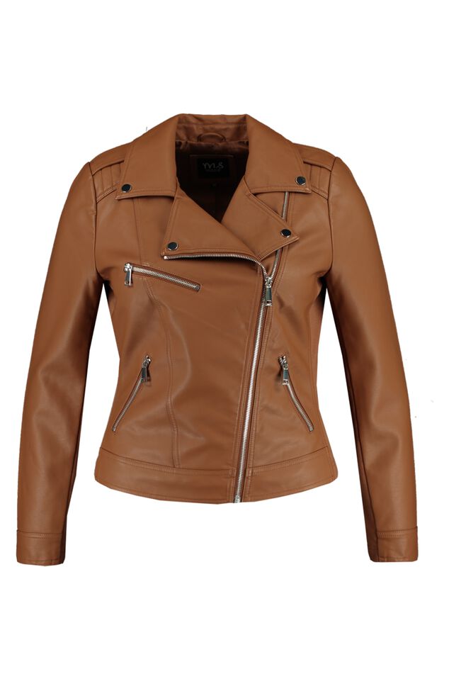 Chaqueta motera de cuero sintético image number 1