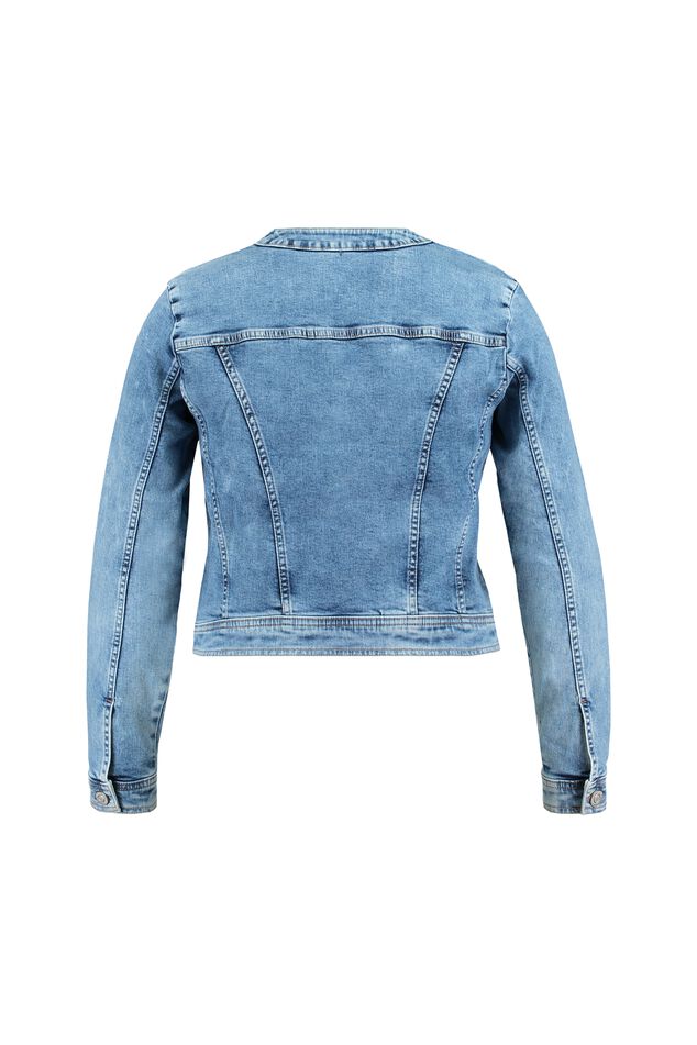 Chaqueta De Mezclilla Lavada Con Botones Y Manga Larga De Mezclilla Corta De Algodon Para Mujer