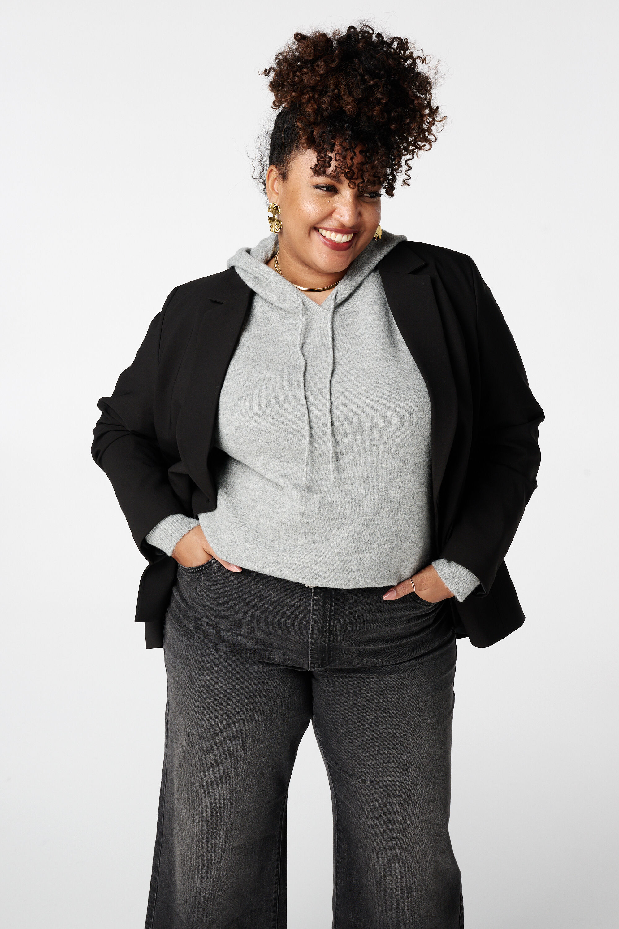 Blazer con cierre de un bot&oacute;n