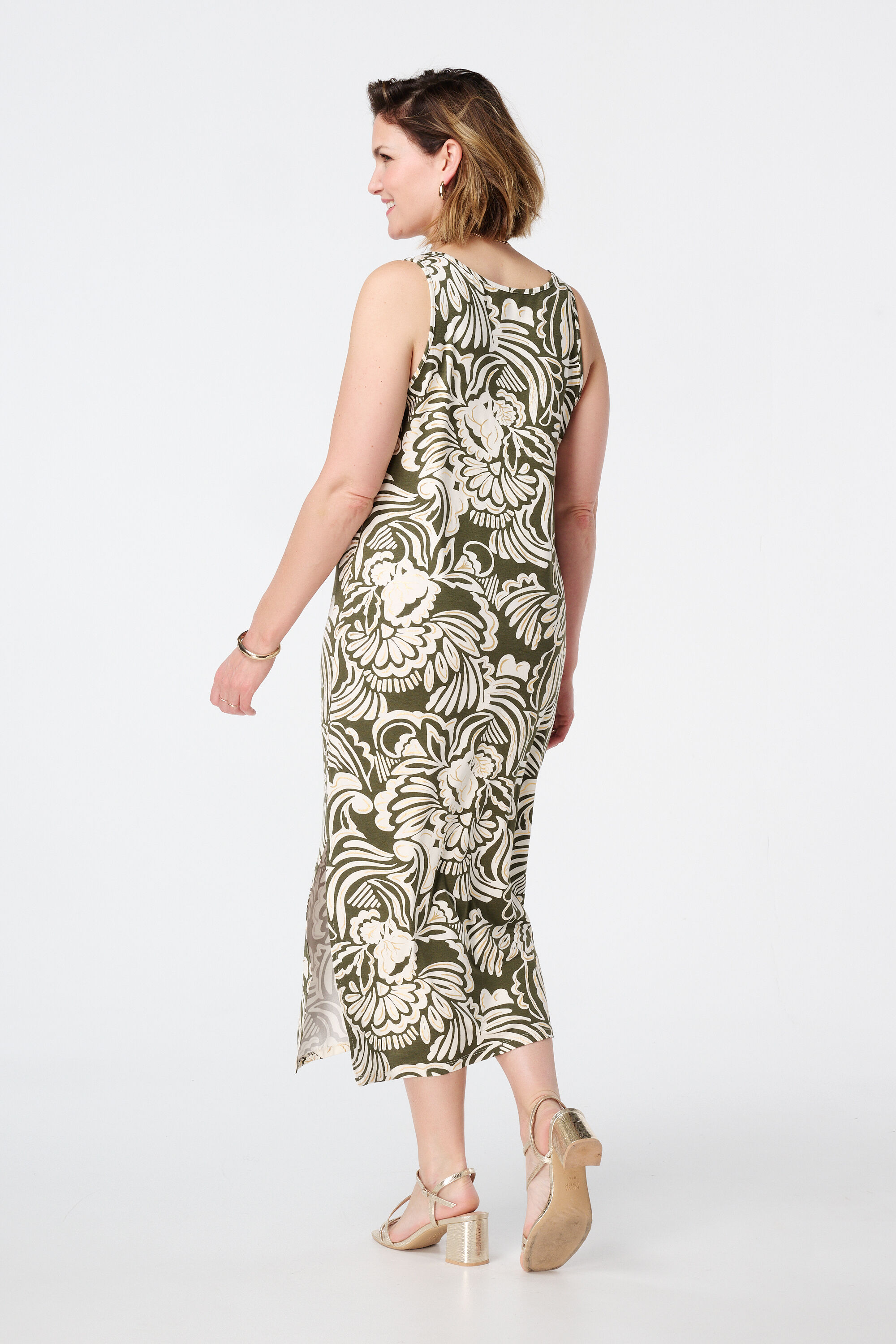 Vestido largo con detalles met&aacute;licos image number 3