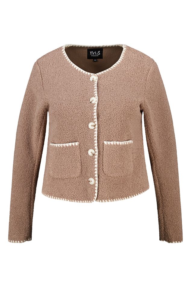 Chaqueta Teddy con costuras decorativas y cierre con botones image number 1