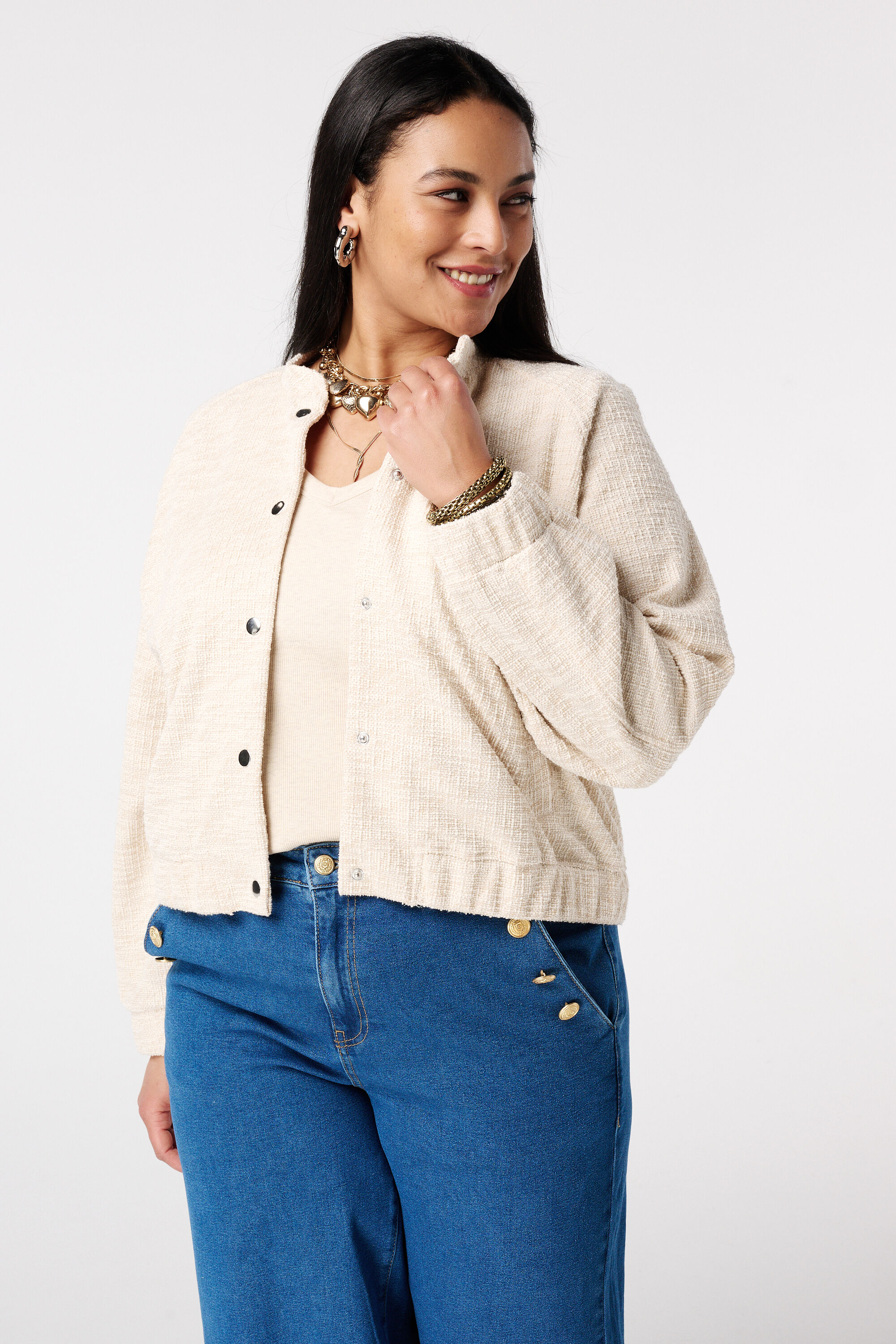 Chaqueta bomber con lurex