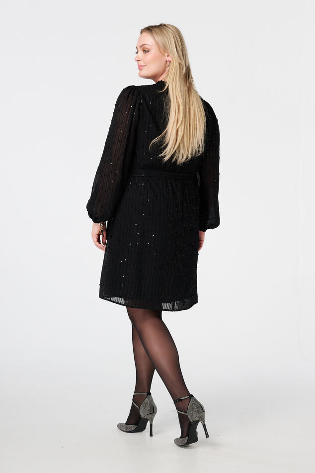 Vestido con lentejuelas brillantes y cinturón image number 3