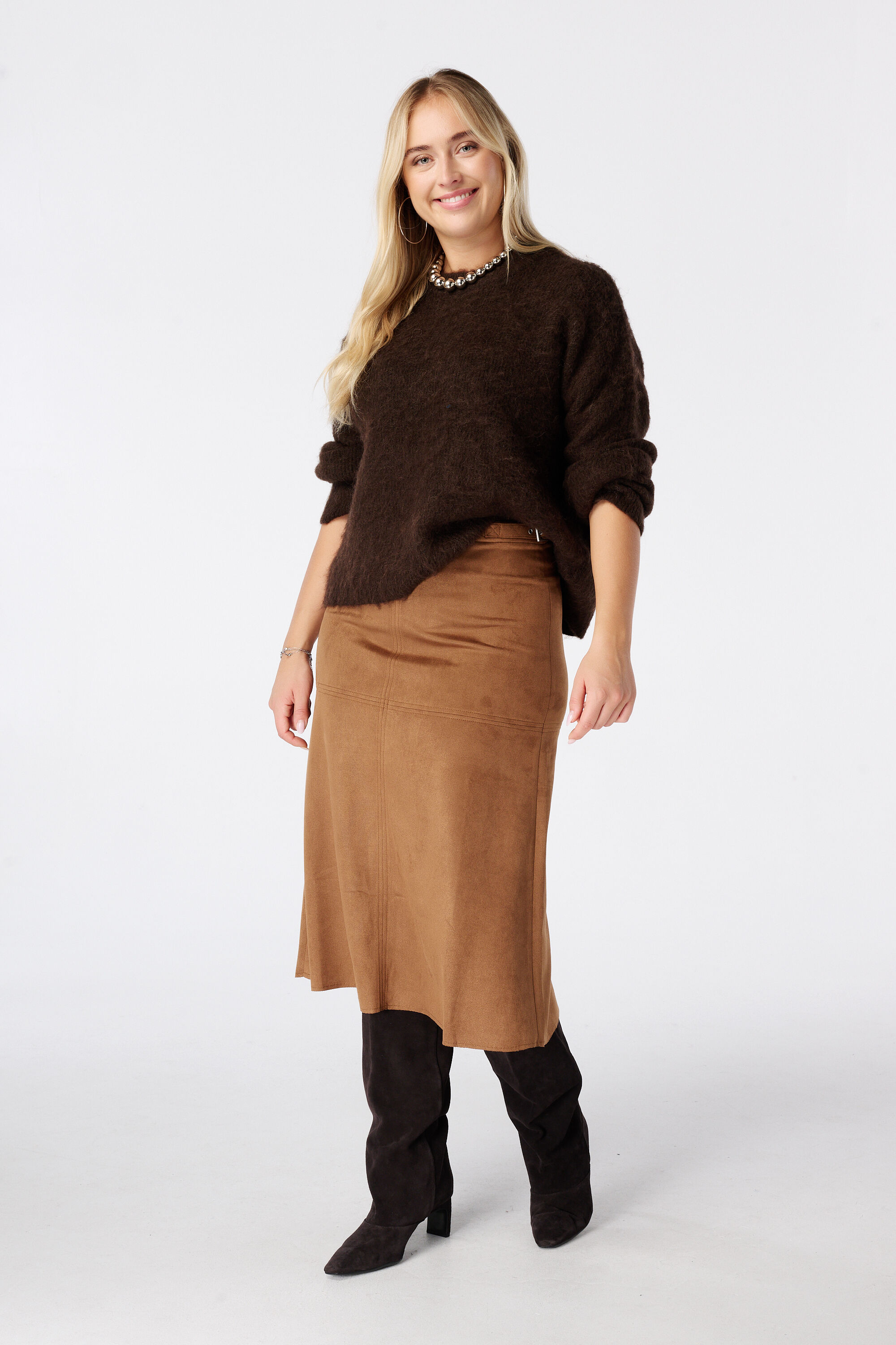 Falda midi efecto ante image number 0